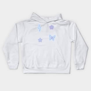 blue set butterfly lightning bolt smiley face star preppy aestheticpattern Kids Hoodie